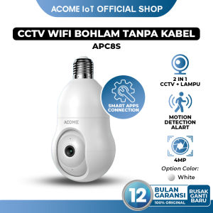 ACOME IOT Camera CCTV APC8S | CCTV Bohlam | Full HD 1440P 4MP | Rotasi 360° | Audio 2 Arah | Tetap Terang dalam Gelap