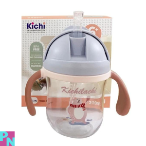 Bình nước cho bé bình nước có ống hút bình tập uống cho bé Kichilachi nhựa tritan 220ml chống sặc (không BPA) bé uống nước mọi tư thế