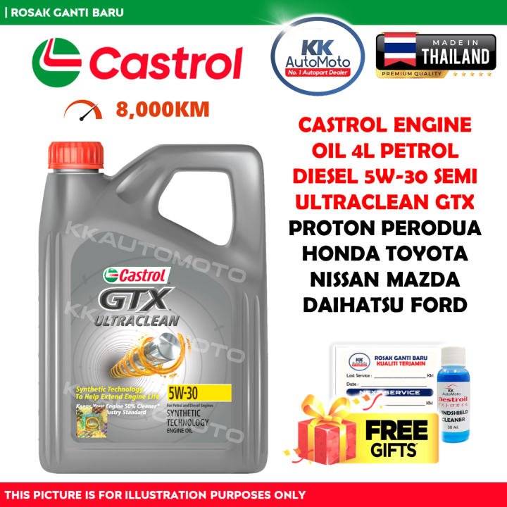 Genuine Castrol Synthetic GTX Ultraclean 5W-30 5W30 Engine Oil Minyak ...