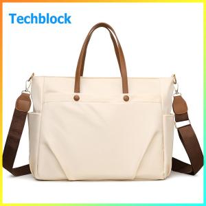 Women Nylon Briefcase Crossbody Bag Large Capacity Messenger Purse with Adjustable Strap Solid Color for Daily Travel Work