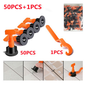 50pcs Tiles Leveler Spacers Tile Leveling System with Special Wrench Reusable Tile Leveling Positioning System Leveler T-lock Floor Tool