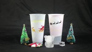 New PP Temperature-sensitive Plastic Straw Halloween Color-changing Cup  710ml Single-layer Coffee Color Changing Cup Manufacturer