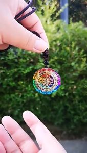 Orgonite Pendant Malachite Energy Necklace Sri Yantra Sacred Geometry Energy Healing Yoga Jewelry