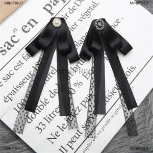 [COD] MINIFRIUT Women Vintage Black Lace Bow Tied Neck Tie Brooches For Shirt Collar Clothes Dropship Decoration