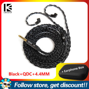 Kbear ST12 cộng với cáp 2M 8-Strand 4N OFC mạ bạc nâng cấp dây Đen/Xám/Đen-màu xanh dương 3.5/4.4mm phích cắm 2pin/qdc kết nối optionals dòng âm thanh cho kbear LARK rosefinch KS1 KZ merga Vader edx Lite zat thầu dầu krila zex Waner SG trn hổ trắng
