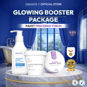 [BEST SELLER] ISWHITE Glowing Booster Package - Paket Perawatan Tubuh yang Ampuh Mencerahkan Lebih Cepat - Body Mask Body Serum Body Scrub - Masker Badan Pemutih Whitening Body Bleaching Collagen BPOM Halal