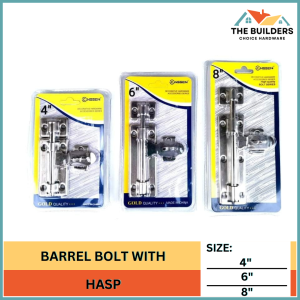 BARREL BOLT WITH HASP 4" 6" 8" (WHOLESALE PRICE)