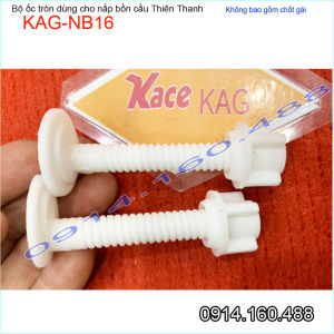 Ốc nắp bồn cầu Thiên Thanh KAG-NB16 1 cặp ốc nắp đậy bàn cầu Classic nhựa trắng-ốc nắp cầu loại tốt
