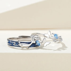 Original Whale Butterfly Couple Ring For Men Women Get Married Engagement Gifts