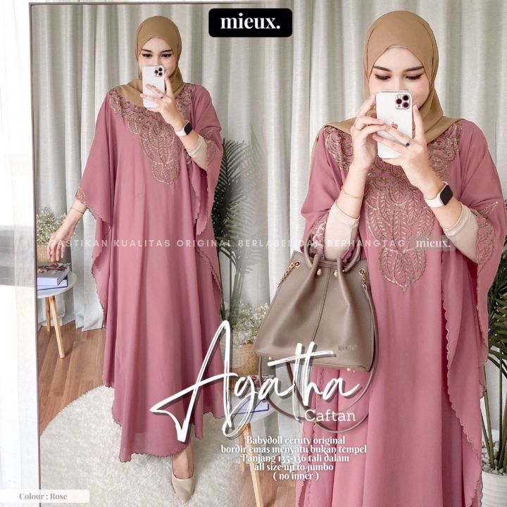 AGATHA BAJU KAFTAN WANITA TERBARU GAMIS KAFTAN MEWAH DAN ELEGAN OOTD HIJAB OUTFIT LEBARAN