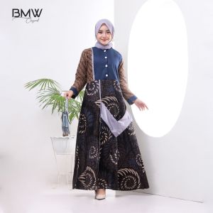 dress Clemira batik cap kombinasi katun toyobo ukuran M L XL XXL
