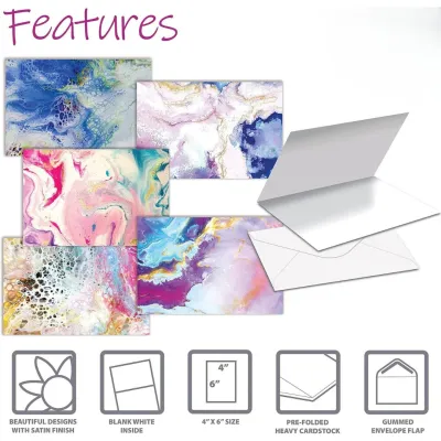 5 PCS All Occasion Greeting Cards 4 x 6 inch 5 Abstract Art Designs Blank Inside with Envelopes