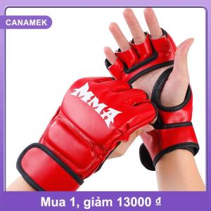 【CANAMEK】 Găng tay đấm bốc Găng tay nửa ngón tay dày găng tay người lớn đấm bao cát chiến đấu Găng tay chiến đấu