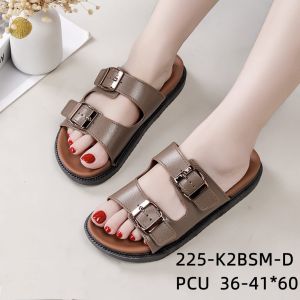 Sandal Flat Slip On Wanita - Model Strap 2 Gesper Selop Karet Kekinian Alina 225-K2 Jelly Import