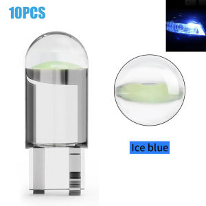 10Pcs T10 LED Crystal Bulb Car COB Signal Integrated Light 7 Colors Wedge License Plate Light Dome Indicator Light Reading Light Plate License Lamp 12V