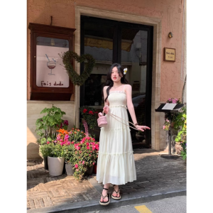 Đầm Maxi Váy Maxi 2 Dây Dáng Dài Nhún Ly Ngực Phối Ren Chất Vải Voan Tơ Mềm Mát May 2 Lớp Dây Có Chun Điều Chỉnh Dễ Phối Đồ