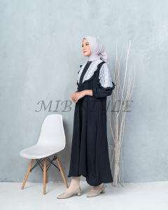 ALIANA Dress Gamis Elegan Simpel Cringkel Airflow Viral Baju Kurung Mix Brokat  Seleting Depan Busui Frendly Gaun Polos kondangan