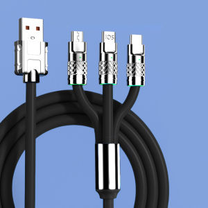 120W 6A 3 in 1 Super Fast Charger Type C Liquid Silicone Cable Quick Charge Micro USB Cable