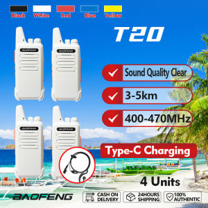 Baofeng BF-T20 Walkie Talkie 4 Set  Mini Pocket Radio 5KM Long Range Two Way Radio Portable UHF Radio Type-C Charging Mini Handheld Radio