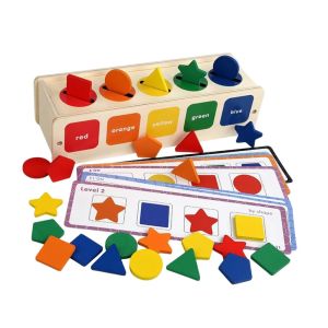 AINACHU Geometric Cognition Wooden Shape Sorting Box Montessori Puzzle Shape Sorting Educational Toys Blocks Box Toys Hand Craft Shape and Color Sorting Toy Teaching AIDS