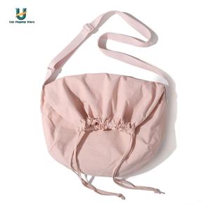 Women Drawstring Shoulder Bag Solid Color Casual Satchel Bag Female Travel Bag [Ueb Flagship Store]