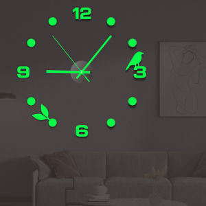 【YHdecor】3D DIY Cute Bird Luminous Wall Clock Decoration Art Acrylic Wall Decoration Home Wall Decor Stickers Silent Clock for Living Room Office 03