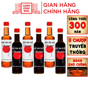 [Tặng nước tương ăn bún] Thùng 6 chai gồm 3 nước tương và 3 nước mắm chay Shiitake chai nhựa 525ml