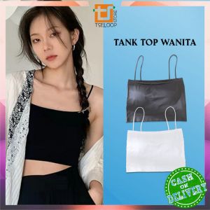 OFM-P263 Tank Top Crop Tali Spagheti Tanpa Lengan Pakaian Dalam Polos Wanita / Basic Tanktop Sleeve