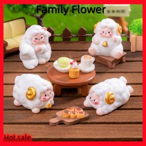 Family Flower Flash Sale รูปปั้นแกะขนาดเล็กรูปแกะฟาร์มขนาดเล็กน่ารักภูมิทัศน์ไมโครแผงหน้าปัดรถบ้านเดสก์ท็อปเครื่องประดับ