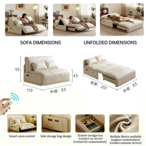 Electric Sofa Bed Smart Wabi-Sabi Modular With Adjustable Storage Sofa Multifunctional Lazy Sofa Pet-Friendly PU