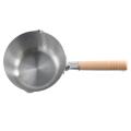 MEZCJ Thép không gỉ Chảo tuyết Không tráng Không dính Bình sữa Nhật Bản Hộ gia đình Tay cầm bằng gỗ Chảo Mì. 