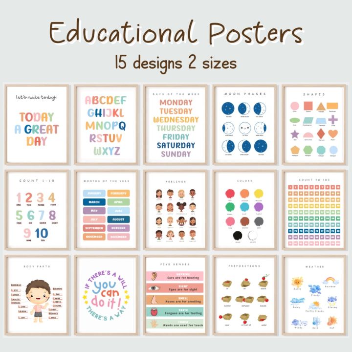 A3 A4 Laminated Educational Poster, Educational Chart for kids toddler