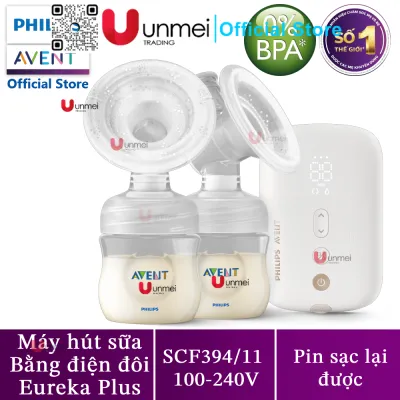 (Bảo Hành Chính Hãng 24 Tháng) Máy hút sữa bằng điện đôi pin sạc Philips Avent SCF394/11 (Eureka Plus)
