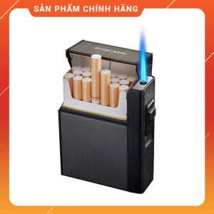 Bật Lửa Hộp Quẹt Khò Gas 1 Tia Kiêm Hộp Đựng 20 Điếu Focus YH035F Nhỏ Gọn Đẹp Độc Lạ - Dùng Gas Cao Cấp