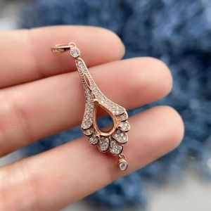 MeiBaPJ InlayWater droplet shaped 6*9mm S925 Sterling Silver DIY Empty Pendant Women Exquisite Fine Charm Wedding Jewelry