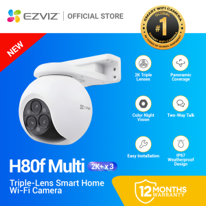 EZVIZ H80f Multi Indoor/Outdoor 2K+ Triple-Lens Wi-Fi Security Camera connect to cellphone cctv camera wifi connect 360 with Auto Zoom Two-Way Talk Panoramic Vision Color Night Vision and Auto Tracking ip security cameras