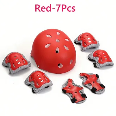 JIYAN2866 7Pcs/Set Thickened Guards Protective Gear Set Adjustable Shock-absorbing Kids Knee Pads and Elbow Pads Cartoon Protective Equipment Protective Body Gear Roller Skates