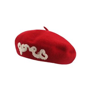 ZYJC Christmas Wool Beret Cap Felt Berets Beanie Flat Cap Hat French Winter Warm Beret Hat for Women Girls