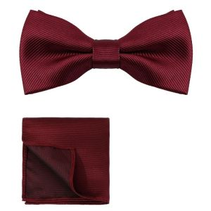 GENENIC Solid Color Bow Tie Set Collar Polyester Wedding Accessory Set Corsage Set Pre-tied Bowtie Pocket Square Set Men