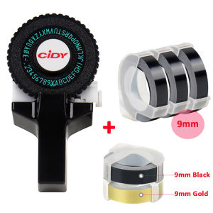 (with 5 tape)3D PVC C101 Embossing Label Maker Replacement for MOTEX E101 Upgrade Version Mini DIY Manual Typewriter C101 labeler with 9mm 3D Refill label Printer Tape