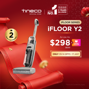 Tineco iFloor Y2 Cordless Floor Washer Wet Dry Vacuum Cleaner | Anti-Tangle | 30 Mins Runtime | Auto Self Cleaning