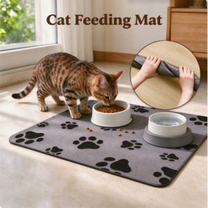 Pet Feeding Mat Quick Absorbent Drying Cat Bowl Pad Non Slip Waterproof Foldable Feeding Bowl Mat Pet Food Tray Pad