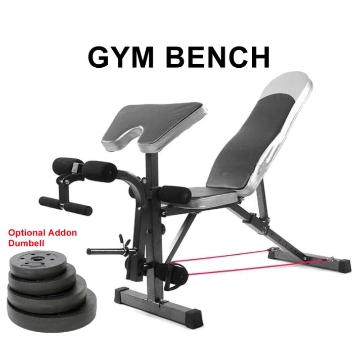 Gym Fitness Sit Up Dumbbell Bicep Leg Curl Table Chair (Bench