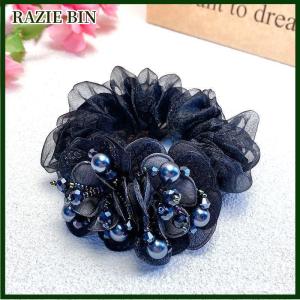 RAZIE BIN Rubber Band Headdress Flower Hair Rope Elegant Woman Updo Horse Tail Elastic Large Scrunchie Hair Accessories For Women