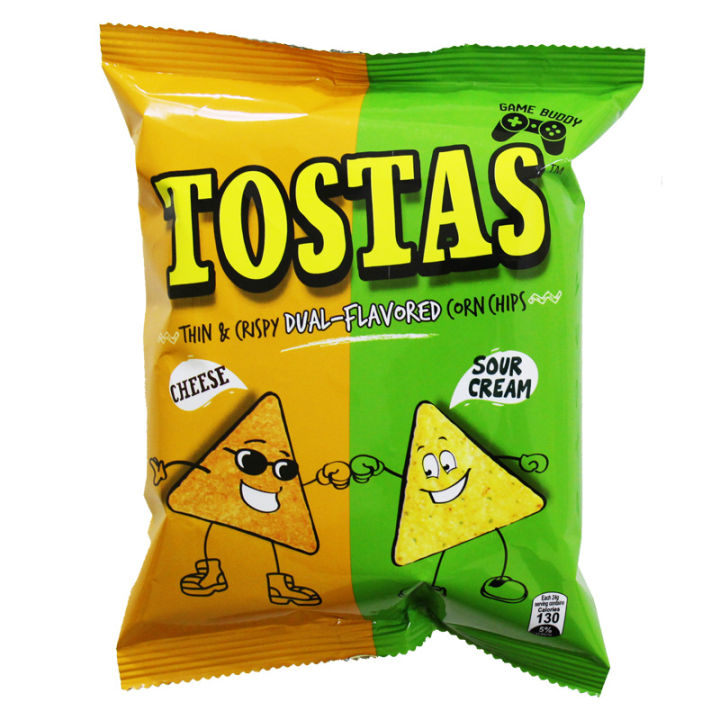 Tostas Cheese and Sour Cream Dual-Flavored Corn Chips Snacks 48g ...