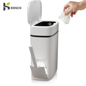 Konco 2 in1 Narrow Trash Can Set with Toilet Brush Dustbin Kitchen Bathroom trash can Eco-friendly Waste Garbage Bin