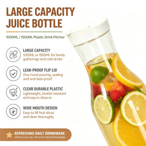 【24H COD】2Pcs 1/1.5L Plastic Water Jug With White Lid Transparent Thickened Milk Juice Water Bottle