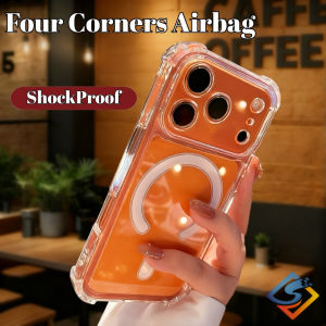 Four Corners Airbag Shockproof Phone Case for IPhone 17 Pro Max 11 12 13 14 15 16 Pro Max 14/15/16 Plus Soft Casing Transparent Magnetic Back Cover