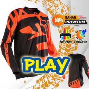 Pakaian Jersey Motor Cross Trail Set Motocross Balap Custom F0X Oren Hitam Adventure (Baju Saja)