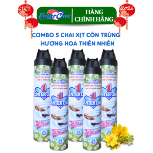 {Hàng chính hãng} Bình xịt côn trùng EnterOne hương hoa thiên nhiên 600ml {combo 5 bình} xịt côn trùng diệt muỗi diệt kiến diệt gián hiệu quả an toàn được Bộ Y Tế cấp phép
